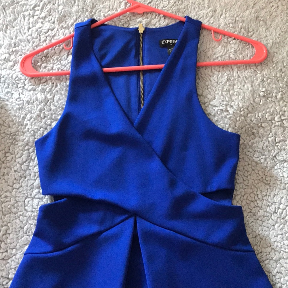 Express electric blue cutout dress